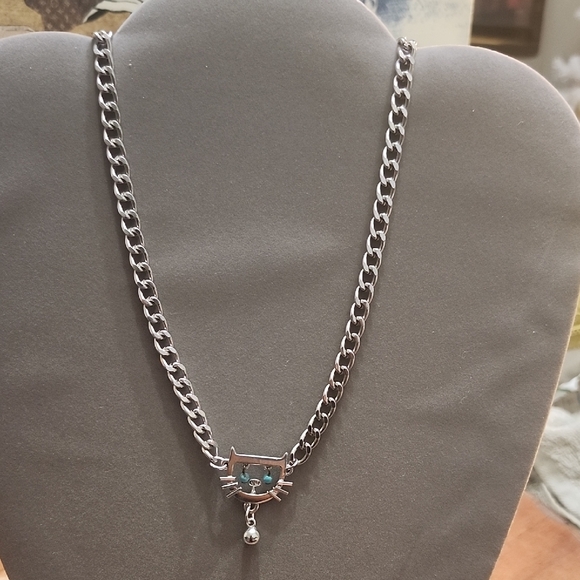 Dior Silver Cat Pendant Necklace Beautiful Stainless Steel